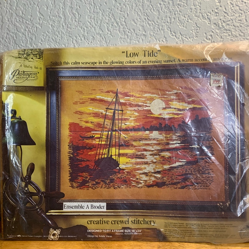 Vintage Paragon Needlecraft “Low Tide” Crewel Kit new in package